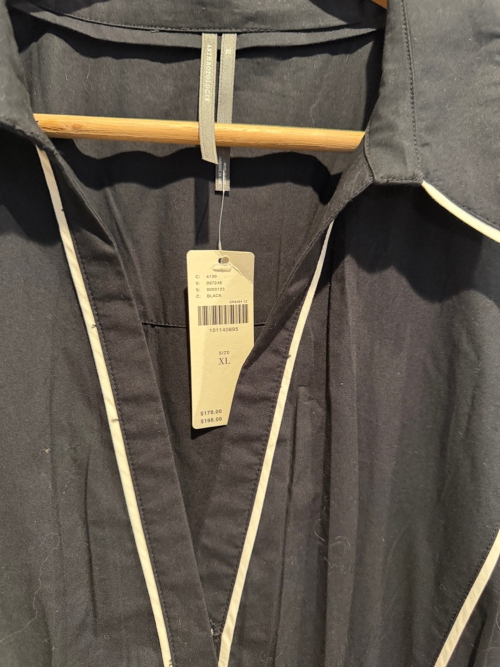 Anthropologie Somerset Black Maxi Dress with White Trim - Picture 2 of 7